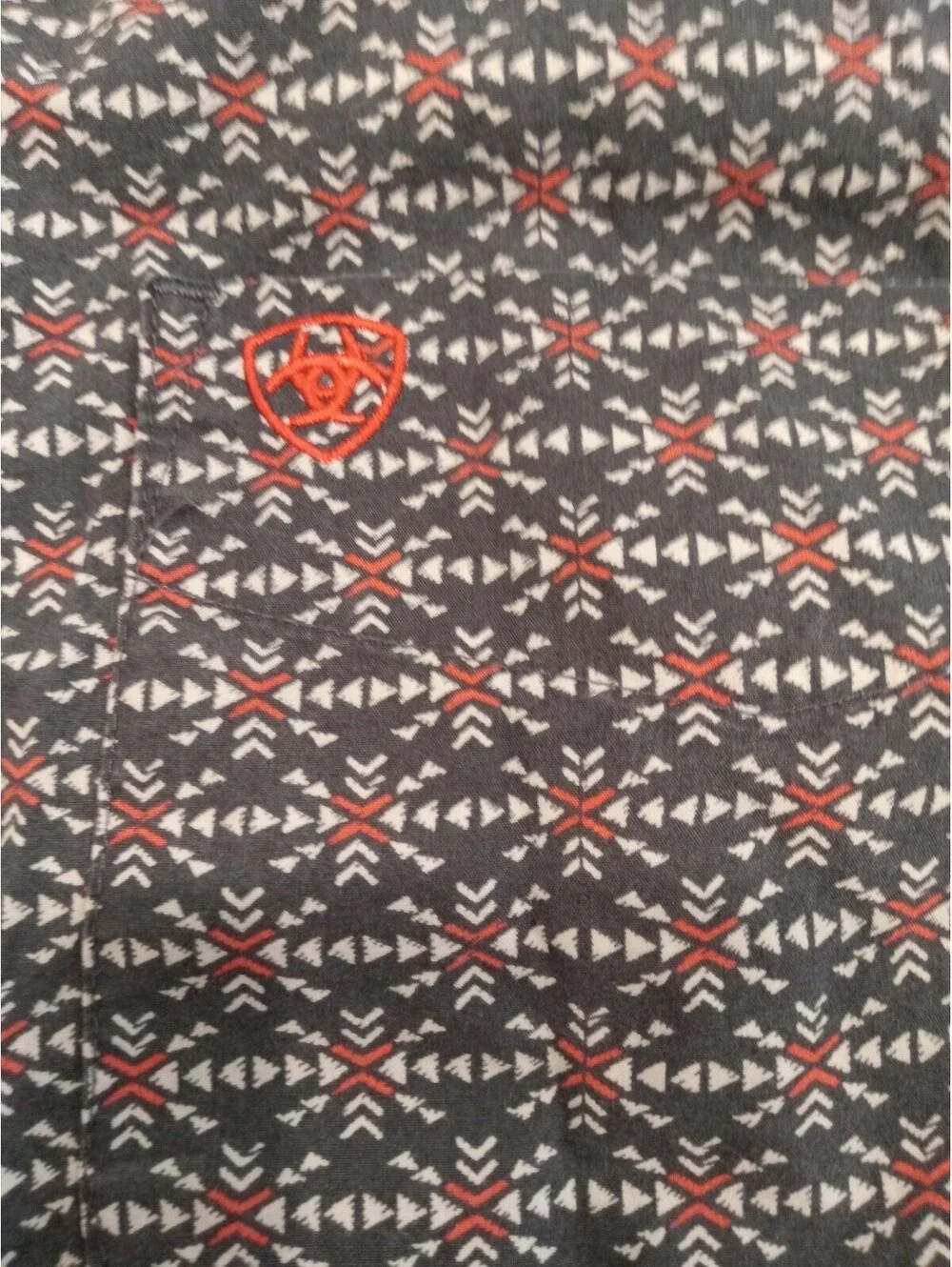Ariat Shirt Mens Small Navy Blue Geometric Print Western Button Down S